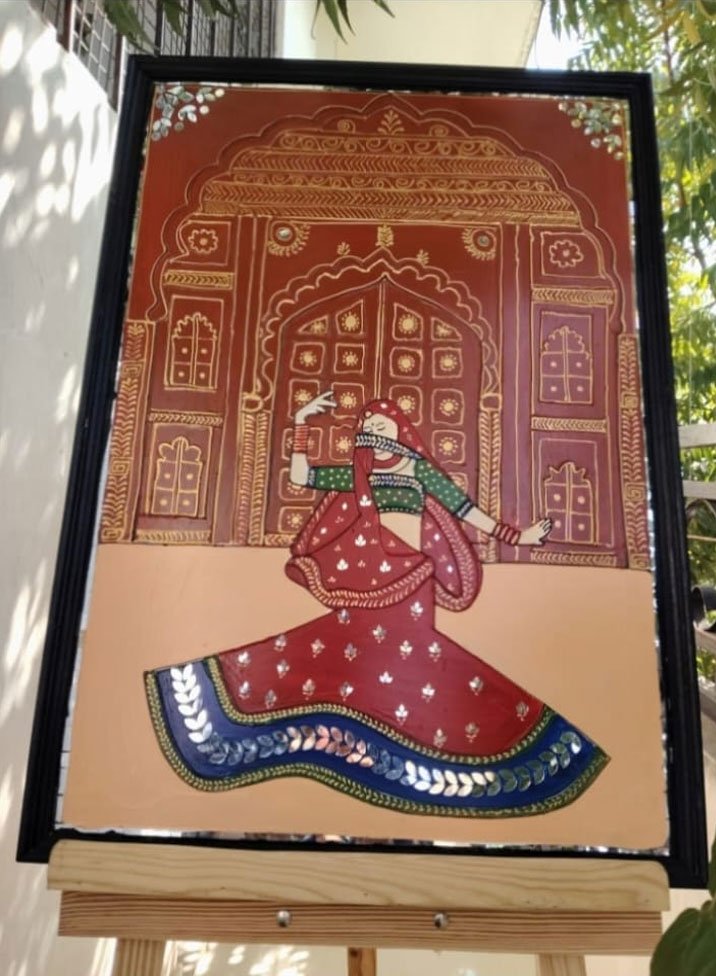 Dancing Women in Front of Fort Painting