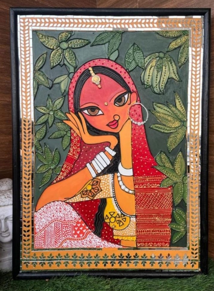 Girl in Forest Painting