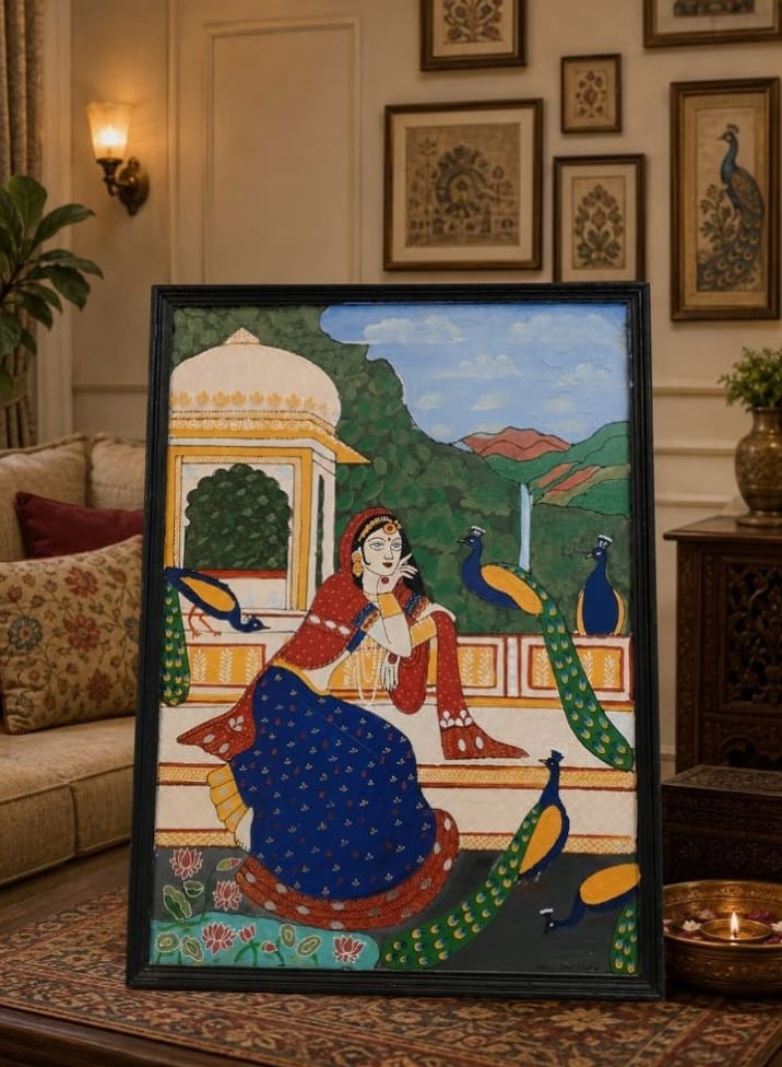 Girl with Peacock Painting